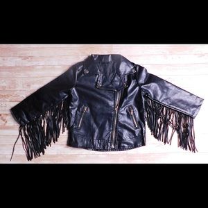 Fringe faux leather jacket